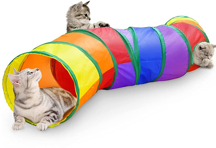Qpets Cat Tunnel Interactive Play Toy for Indoor Outdoor Kitty