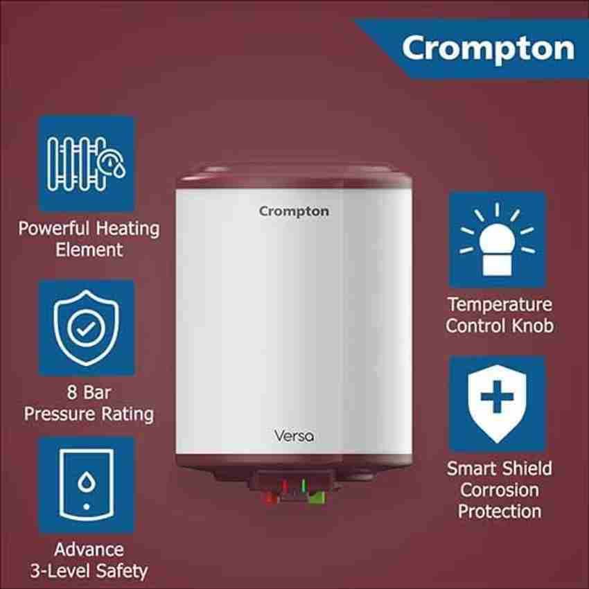Crompton 10 L Storage Water Geyser (Versa ASWH-3510 Powerful Heating Rust  Proof Plastic Body White u0026 Maroon, White) Price in India - Buy Crompton 10 L  Storage Water Geyser (Versa ASWH-3510 Powerful