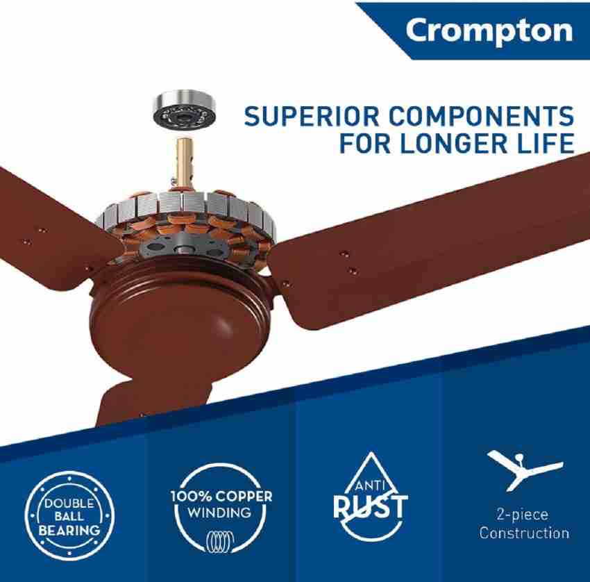 Crompton High Speed 400 rpm 55w 30% Energy Saving HS PLUS SUREBREEZE 100%  Copper Motor 1200 mm Energy Saving 3 Blade Ceiling Fan Price in India - Buy  Crompton High Speed 400