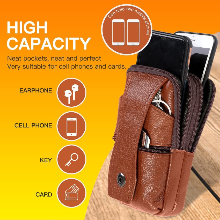 Men Leather Double pockets Waist Bag Outdoor Sports Running Belt Bags  Business Solid Mobile Phone Bag Pouch Belt Purse Card Holder | Lazada
