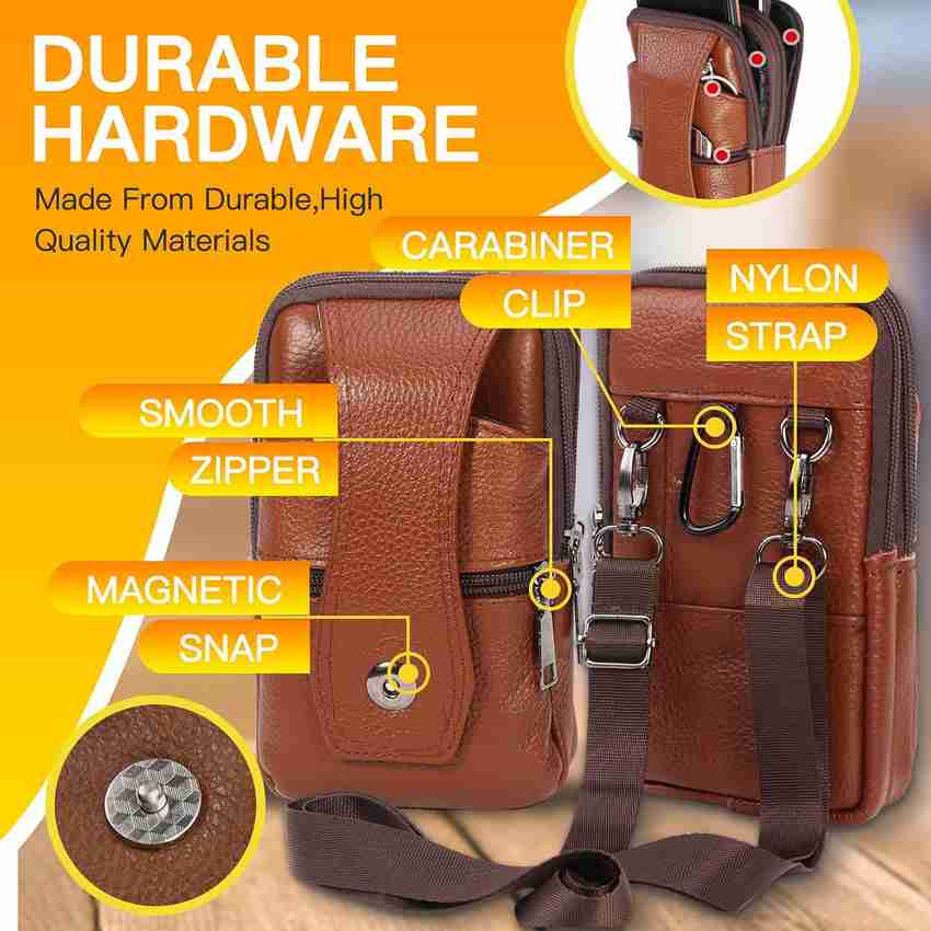 SHAFIRE Leather Mobile Pouch for Men Multifunction Belt Pouch for