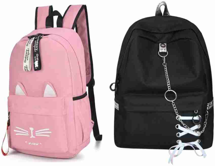 Devukart NEW FANCY GIRL BACKPACK 10 L Backpack PINK BLACK Price