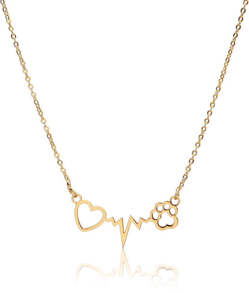 ELLIPSTORE Pet Love Necklace Gold plated Stainless Steel Locket