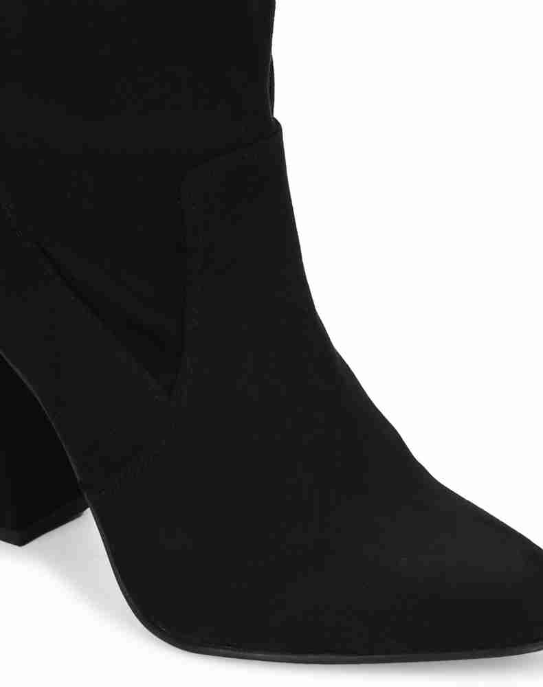 Truffle collection women outlet black solid heeled boots