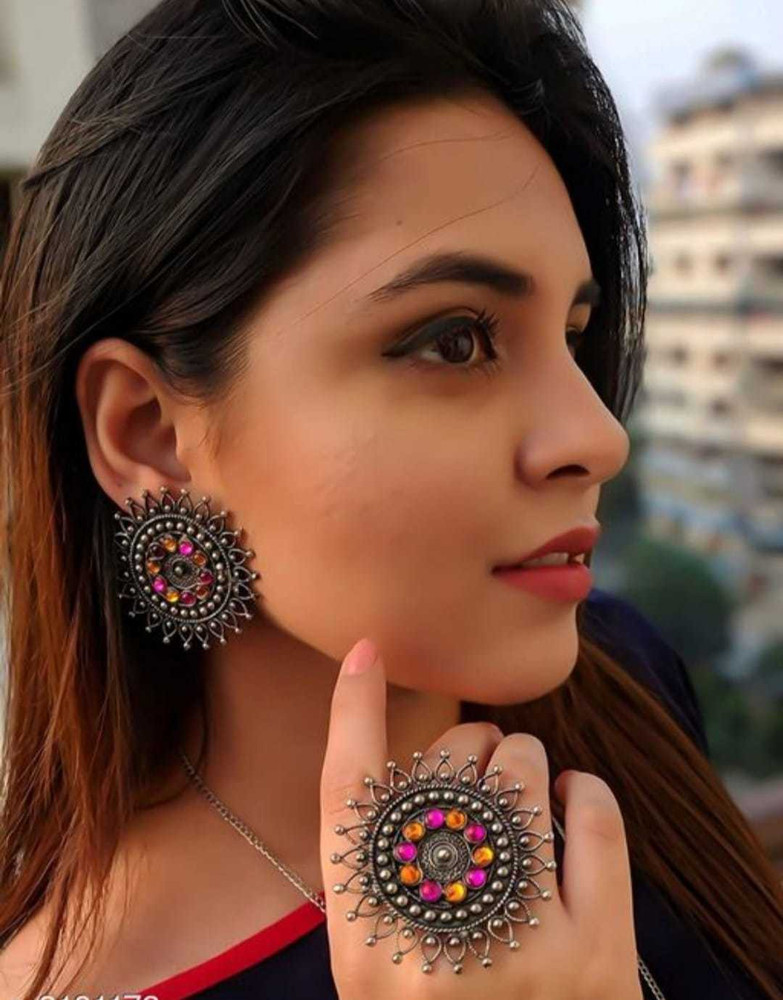 Oxidised online ring earrings