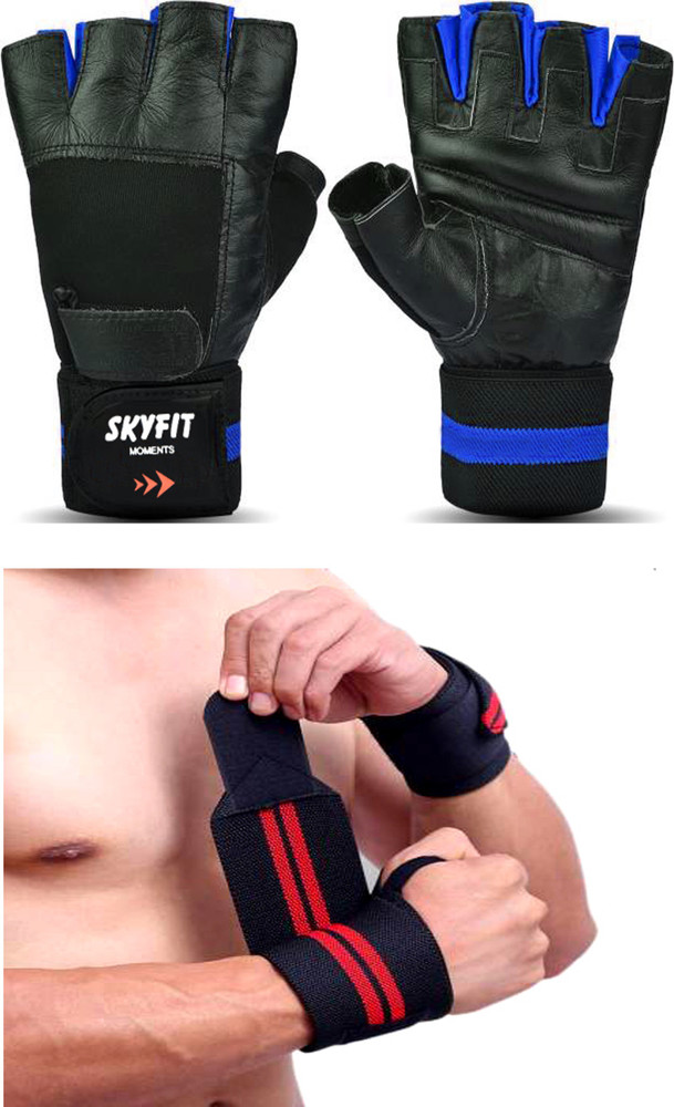 SKYFIT COMBO 2 Leather Gym Gloves And Support Band Gym Fitness Gloves Buy SKYFIT COMBO 2 Leather Gym Gloves And Support Band Gym Fitness Gloves Online at Best Prices