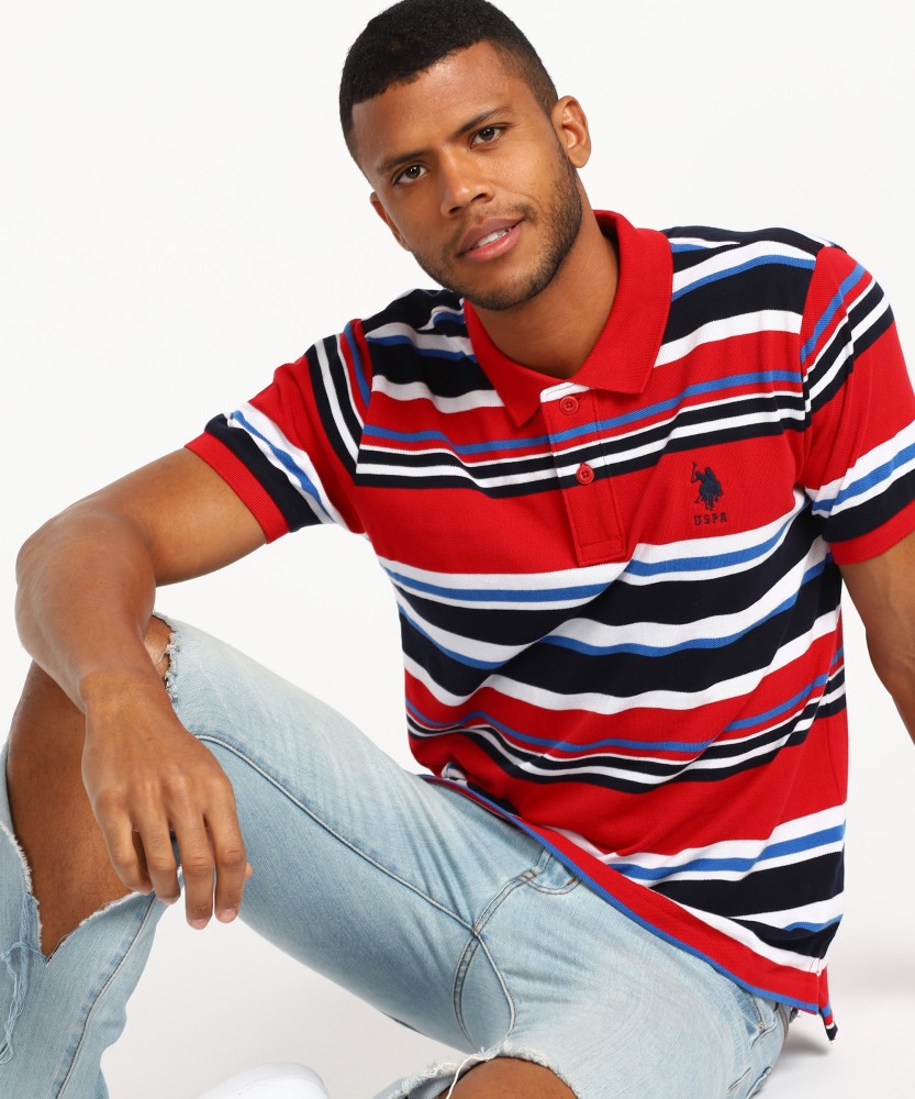 U.S. POLO ASSN. Striped Men Polo Neck Red T Shirt Buy U.S. POLO ASSN. Striped Men Polo Neck Red T Shirt Online at Best Prices in India Flipkart