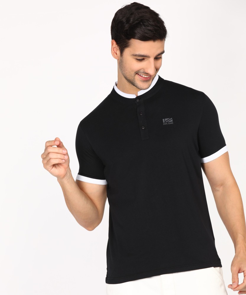 Pepe Jeans Solid Men Henley Neck Black T Shirt Buy Pepe Jeans Solid Men Henley Neck Black T Shirt Online at Best Prices in India Flipkart