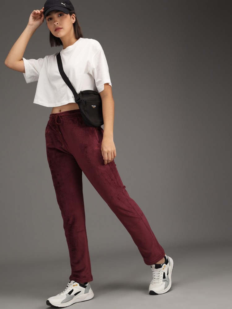 Anti Culture Solid Women Maroon Track Pants