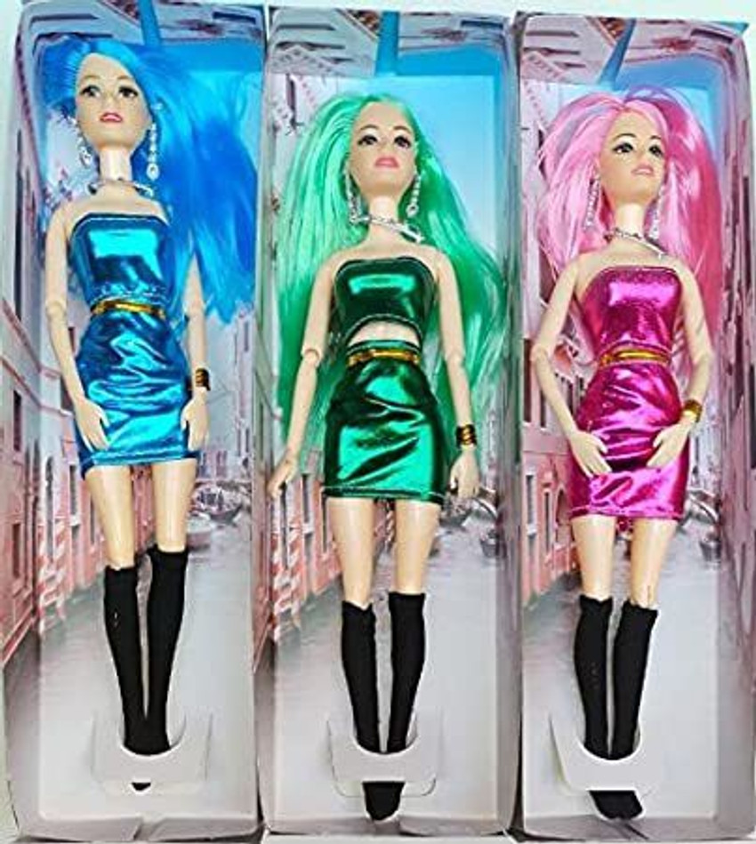 Kmc kidoz 3 pcs Doll Set for Girl Fashion Doll Foldable