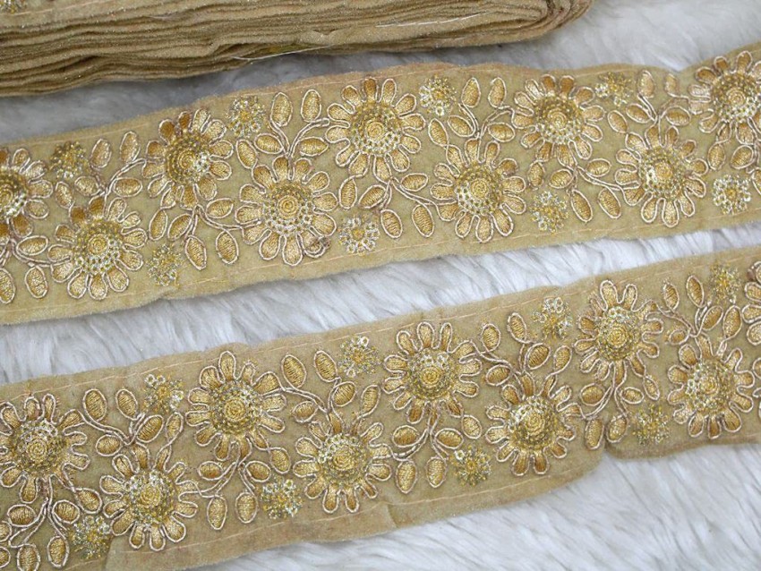 White Luminous Floral Embroidered Lace Trim - 2.375 - Floral