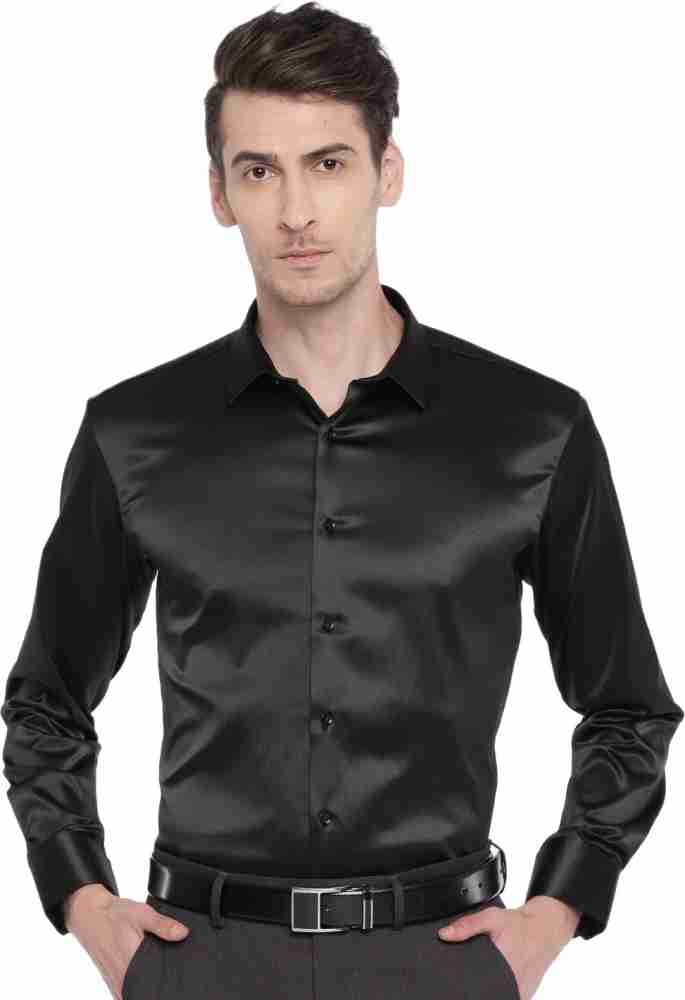 BOWRAIN Men Solid Formal Black Shirt