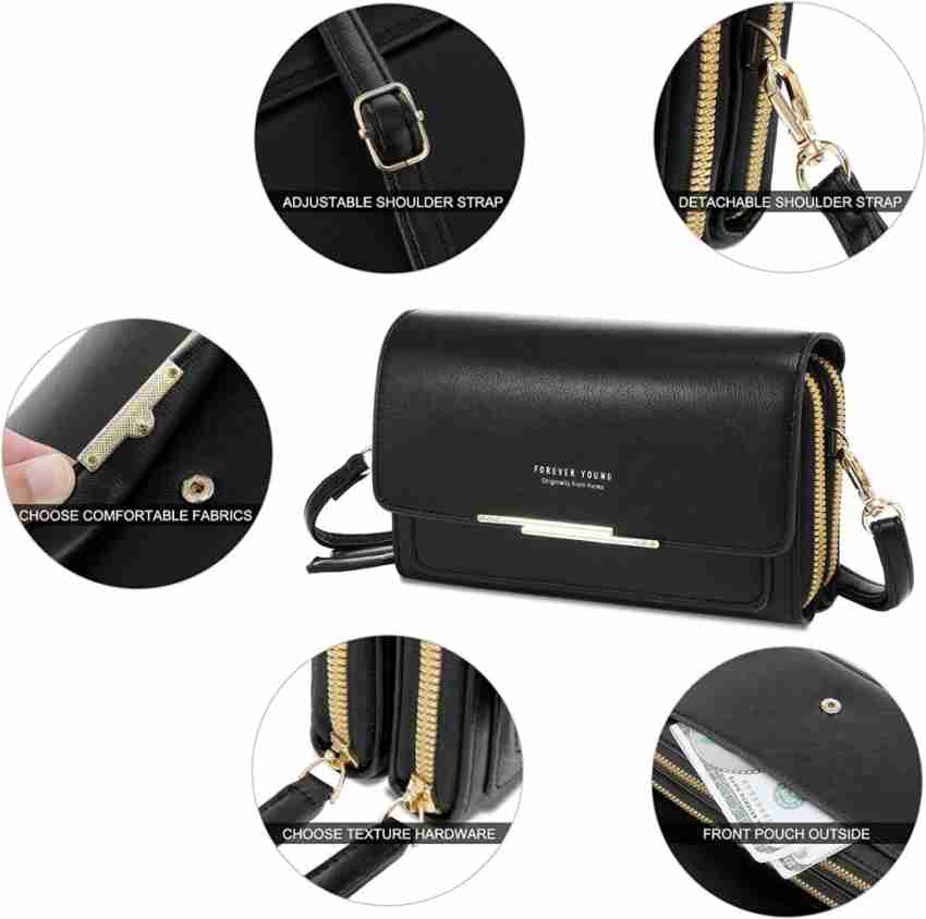 Black PALAY Small Crossbody Phone Bag for Women PU Leather