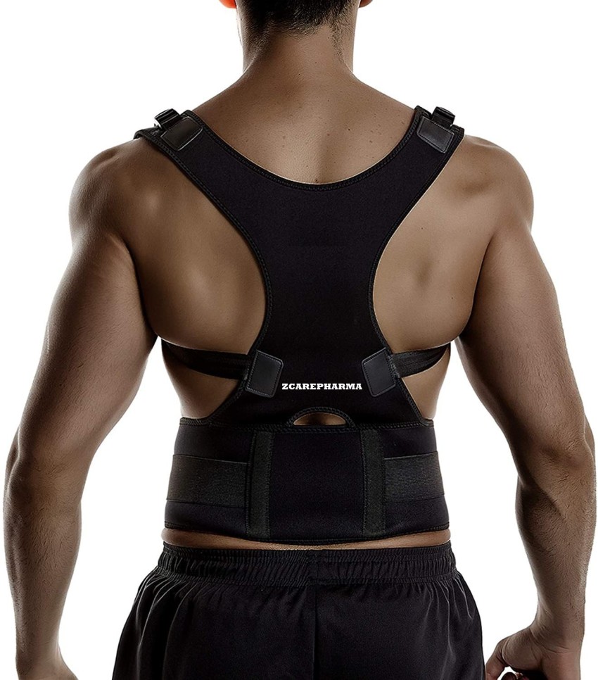 Buy JUSTIFIT Premium Magnetic Back Brace Posture Corrector Belt with Metal  support Therapy Shoulder for Lower and Upper Back Pain Relief. Back Support  for Man & Woman (Free Size) Black Online at