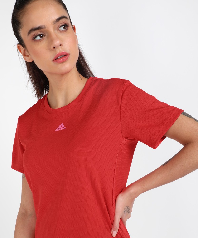 Womens red best sale adidas t shirt