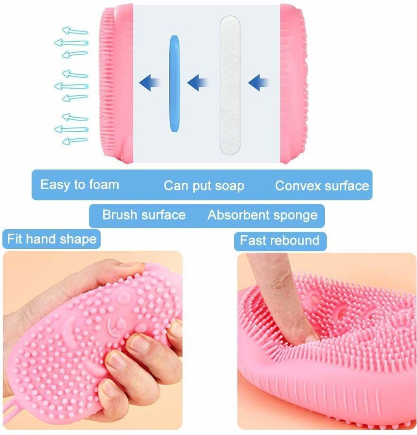 Silicone Shower Brush Silicone Body Brush Shower Scrubber with Added soap  Exfoliating Massage Bath Brush Set of 4 Shower Loofah Brush to Deep Cleaning  Skin 4 Colors