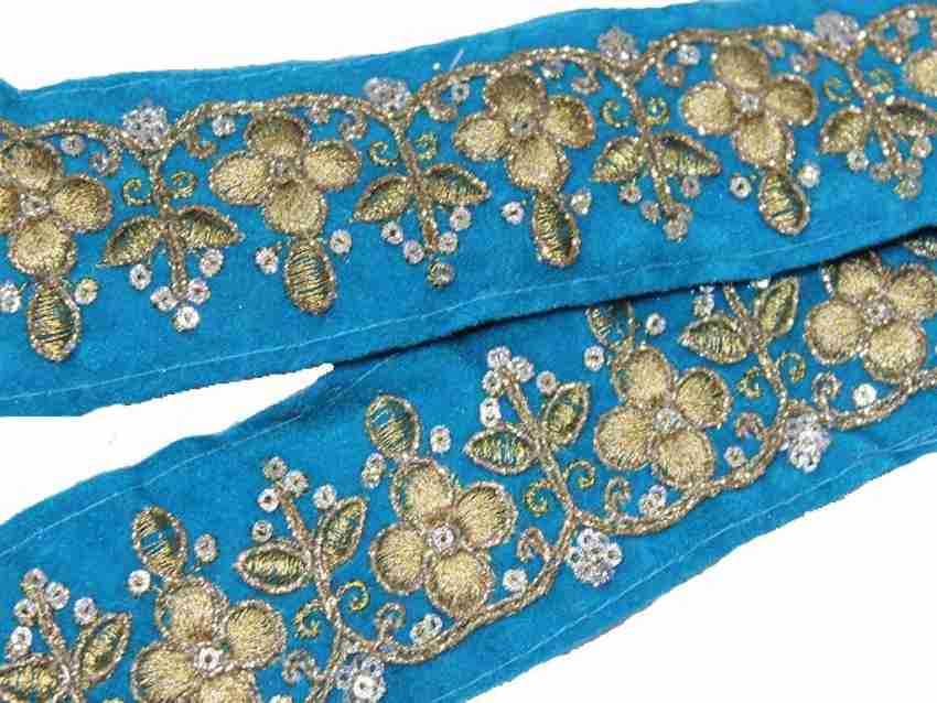 CMHOWLITE Royal Blue Designer Zari Work Embroidered Border for Design  Banarasi Saree Border Blue Lace,Dupatta Lace,Trim & Embellishments Lace  Reel Price in India - Buy CMHOWLITE Royal Blue Designer Zari Work  Embroidered