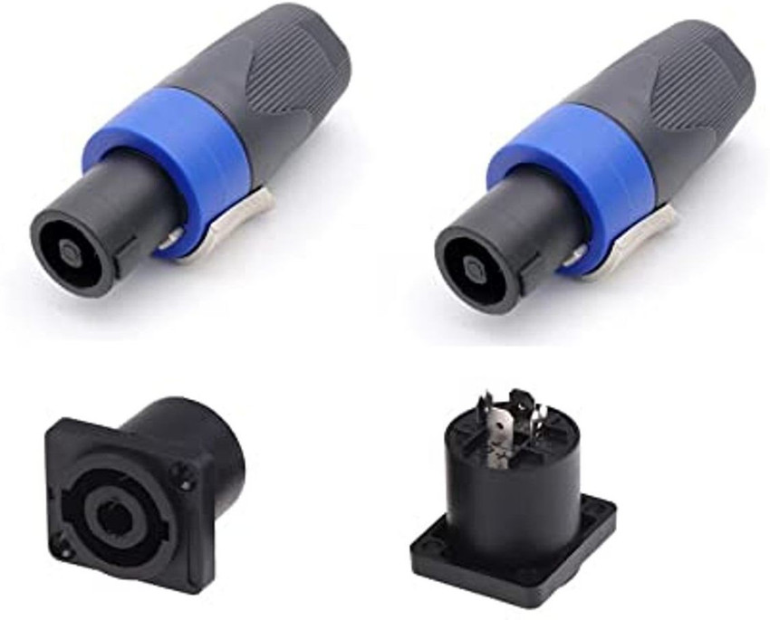 ERH India 2 Pair 4 Pin Plug Audio Cable Plug Socket Adapter Blue