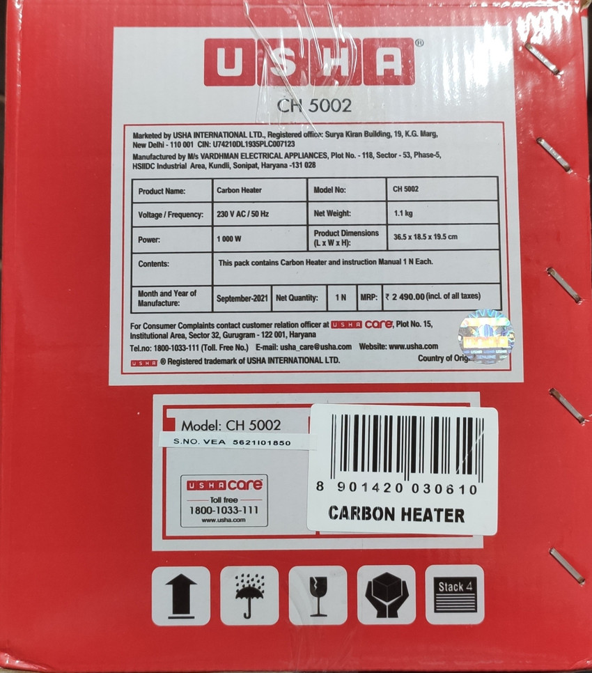 USHA CH 5002 CH 5002 Carbon Room Heater Price in India - Buy USHA CH 5002  CH 5002 Carbon Room Heater online at Flipkart.com