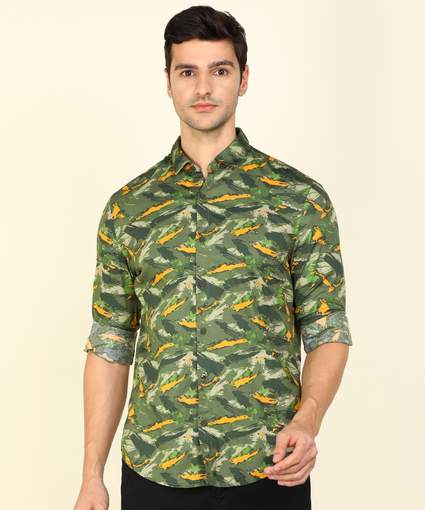 peter england olive green shirt