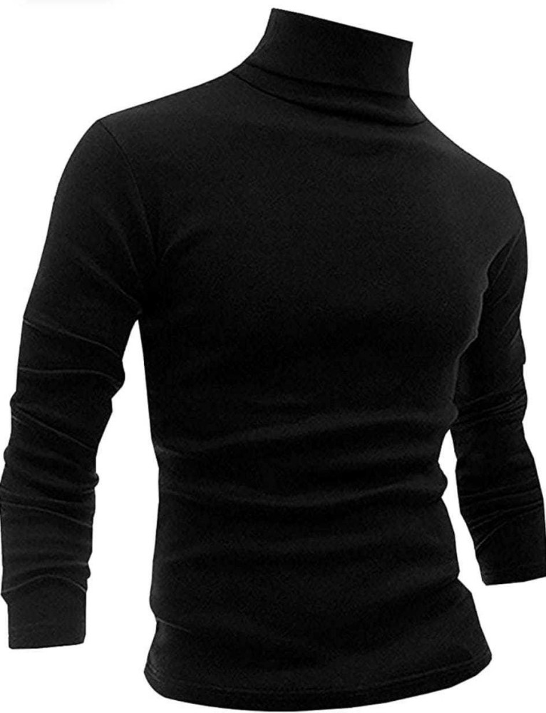 MEN'S SOLID HIGH NECK THERMAL WEAR TOP