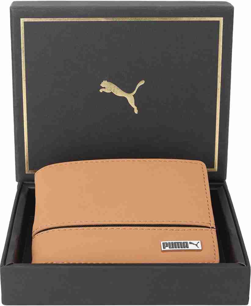 Puma men brown 2024 genuine leather wallet