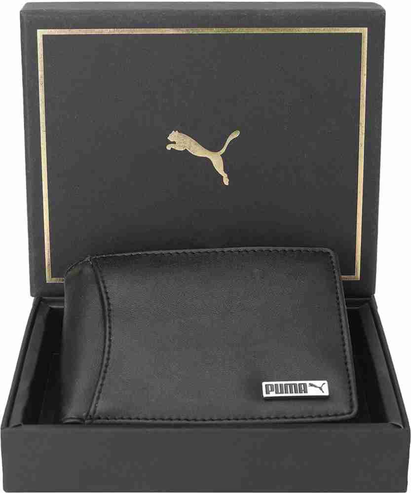 Puma men black shop genuine leather wallet