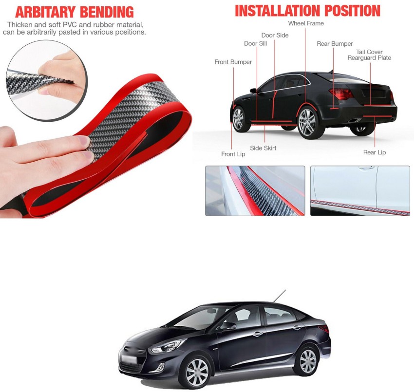 1pc Universal Car Door Sill Protective Strip, Pvc Carbon Fiber Sticker -  Silver