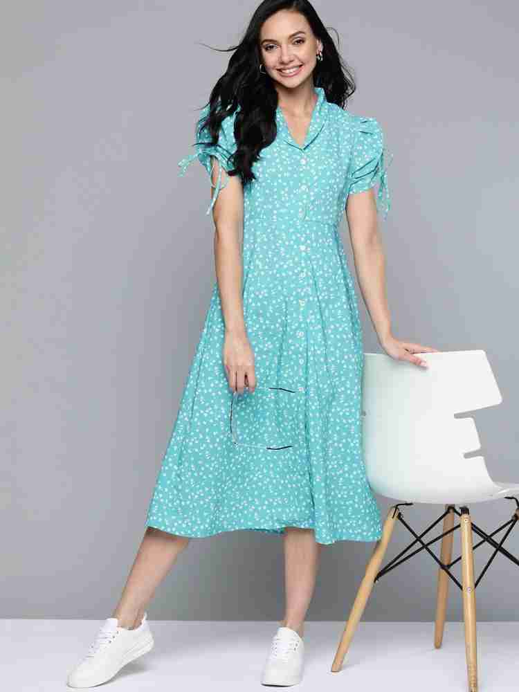 Buy Mast & Harbour Women Blue Solid A Line Dress - Dresses for Women  19656666