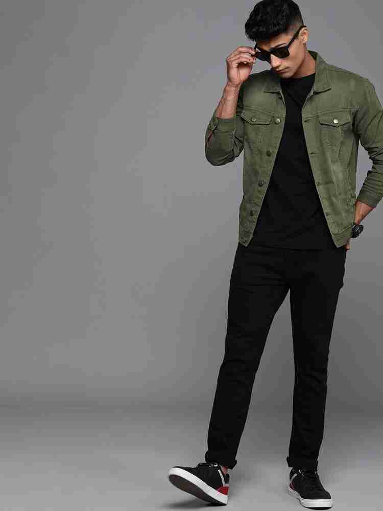 Denim jacket olive sales