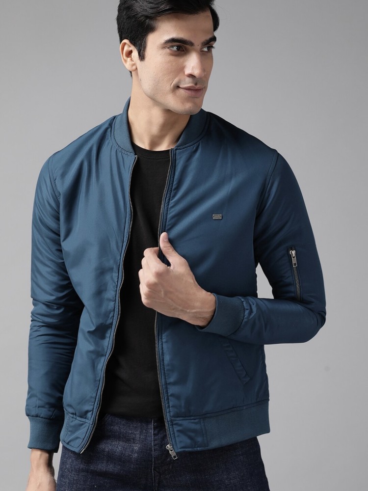 Roadster navy blue hot sale solid bomber jacket