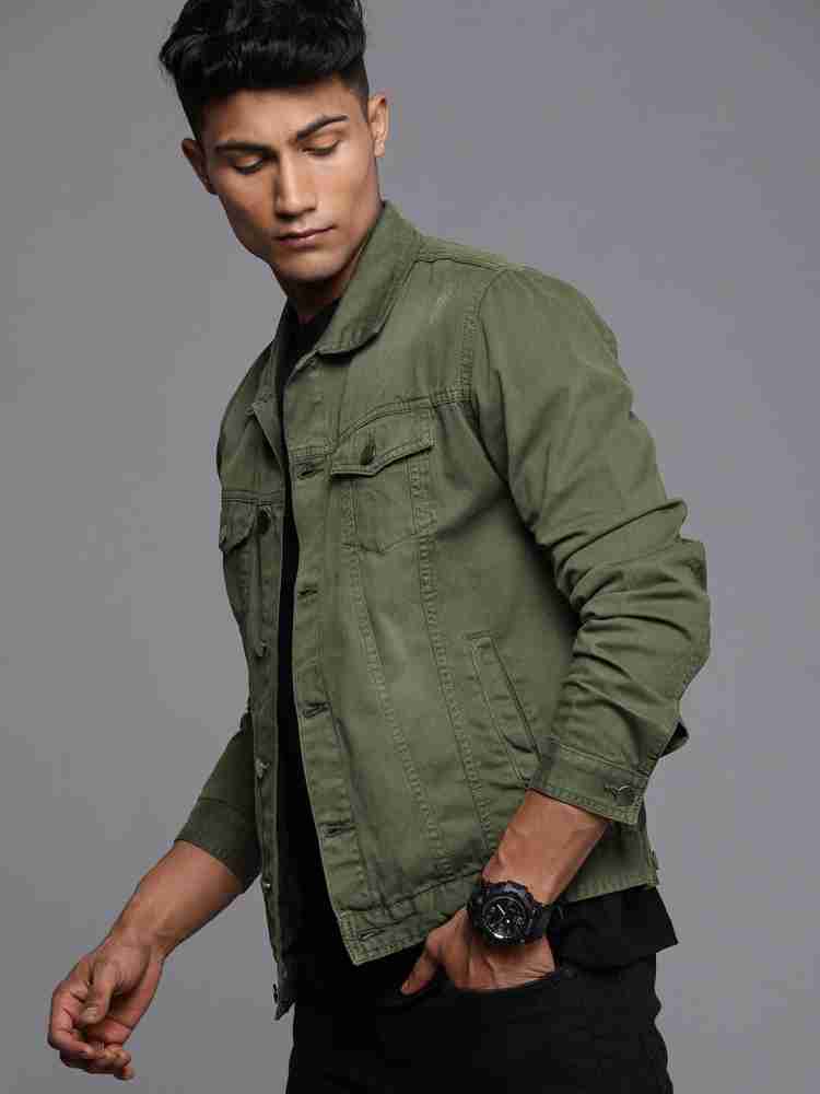 Khaki green hot sale denim jacket