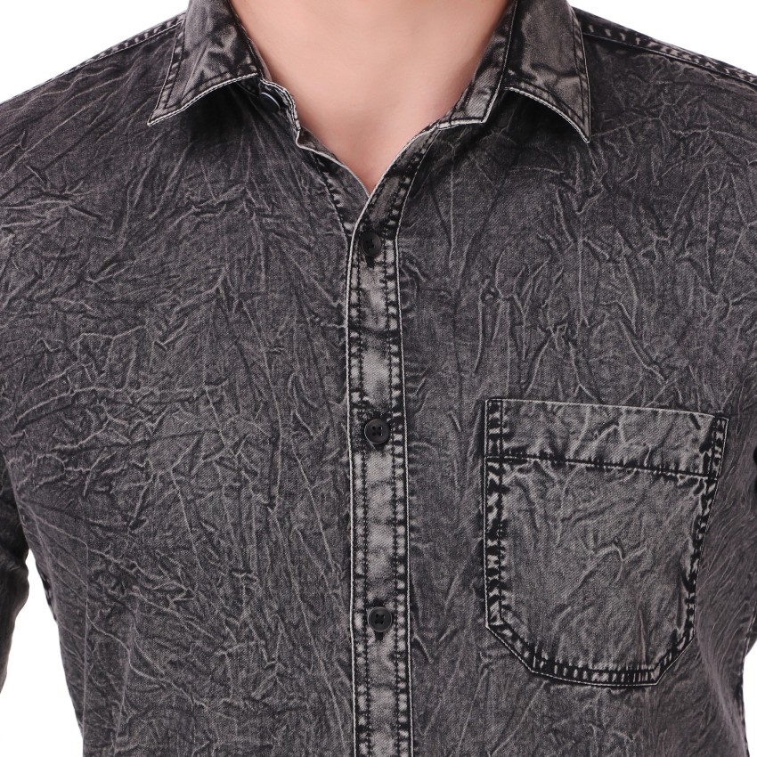 Casual Wear Full Sleeve Designer Black Color Denim Shirt For Mens