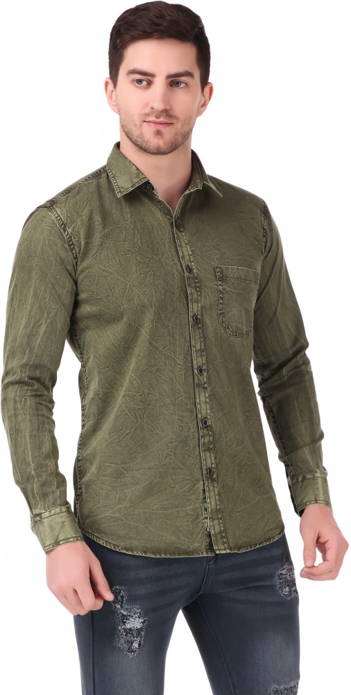 Light green best sale denim shirt