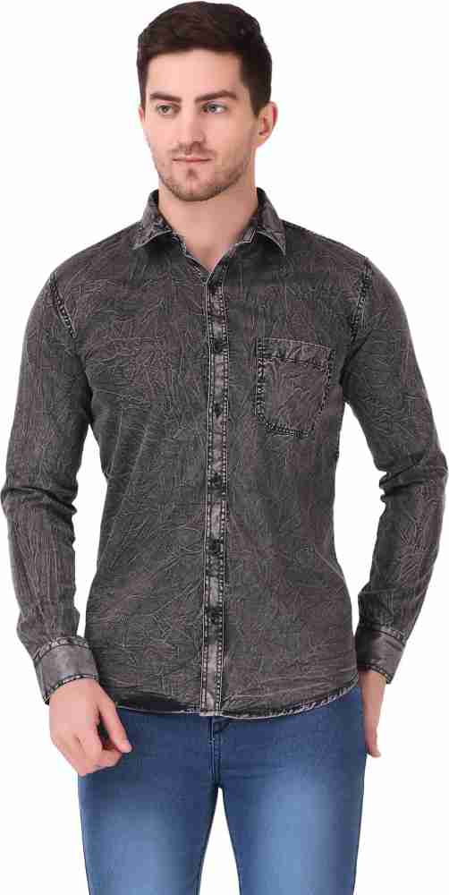 Casual Wear Full Sleeve Designer Black Color Denim Shirt For Mens