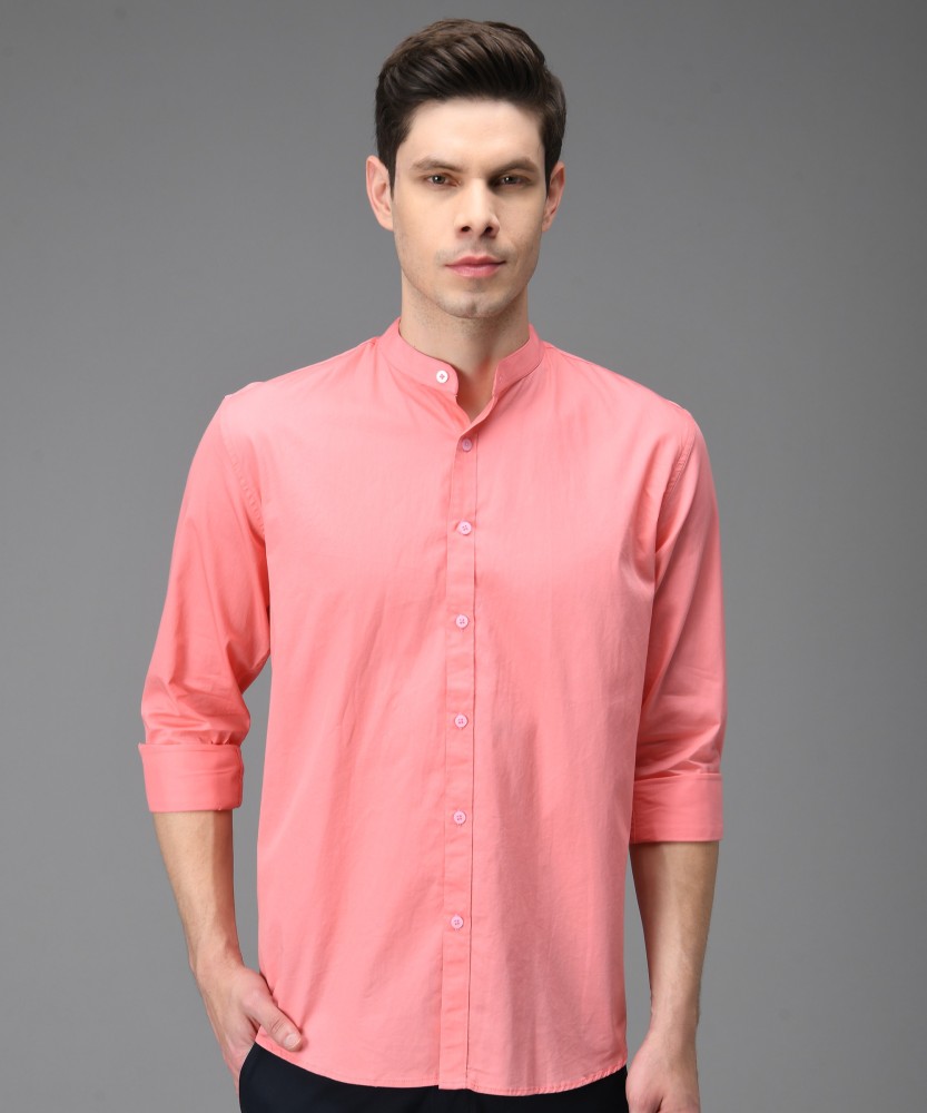 Buy D Kumar Men's Cotton Regular Fit Pink Peach Solid / Plain Full