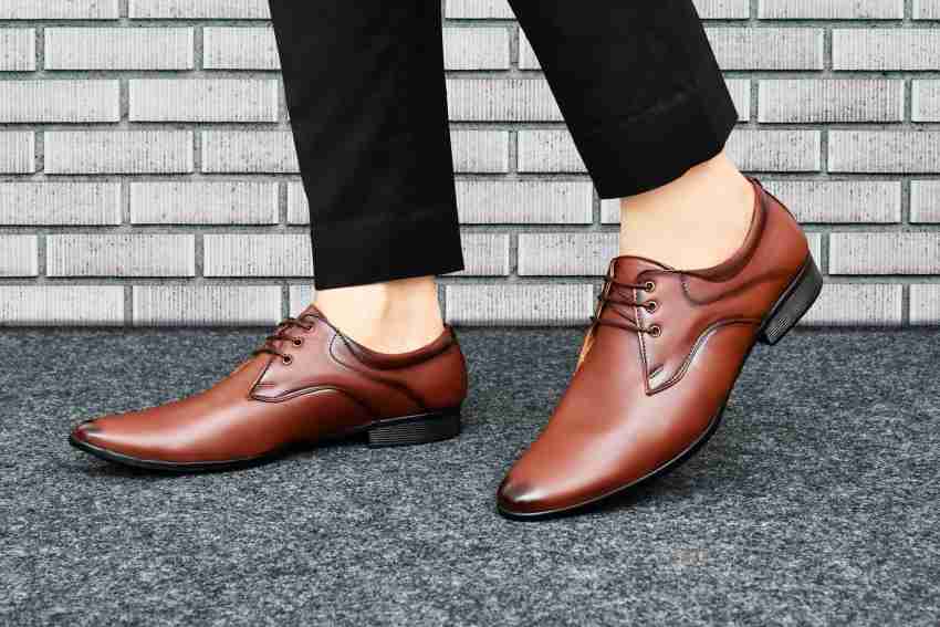 Shop for Men Brown Leather Lace Up Shoes - 890913 Online at