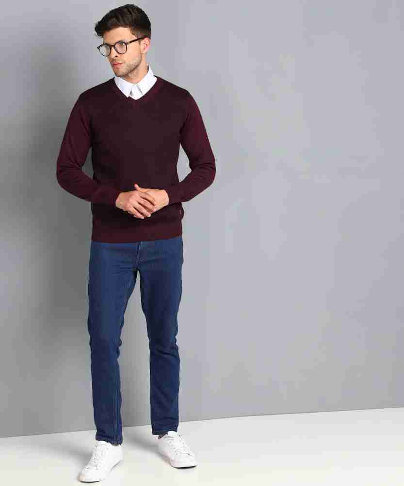 Mens maroon sweater top outfit