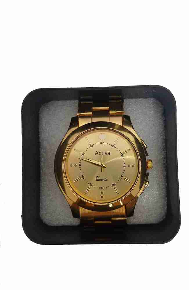 Activa Watches Analog Watch For Men Buy Activa Watches Analog Watch For Men New Arrival Golden Dial And Golden Color Stainless Steel Strap Watch For Men Online at Best