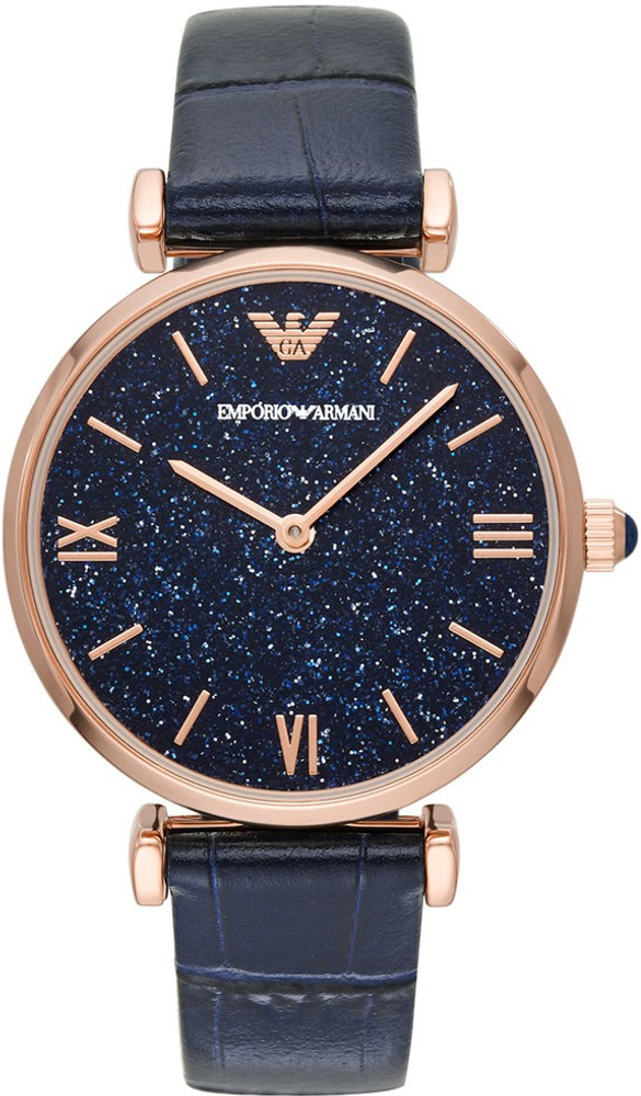 Armani leather strap deals watch women's