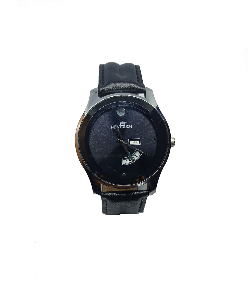 NewTouch Analog Watch For Men Buy NewTouch Analog Watch For Men New Arrival Black Dial And Black Color leather Watch With Day And Date Feature Online at Best Prices