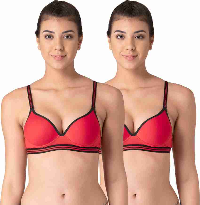 Buy Komli Heavily Padded Bra & Panty Set - Red Online