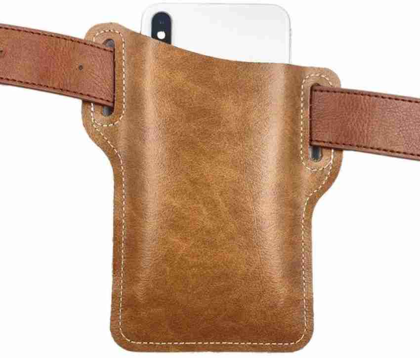 Men Universal Leather Cell Phone Holster Case Waist Bag with Belt