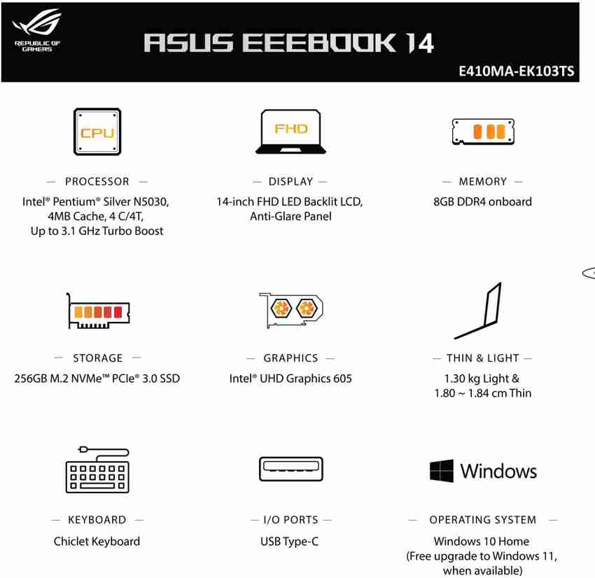 ASUS EeeBook 14 with NumberPad Intel Pentium Silver N5030 ASUS EeeBook 14 with NumberPad Intel Pentium Silver N5030