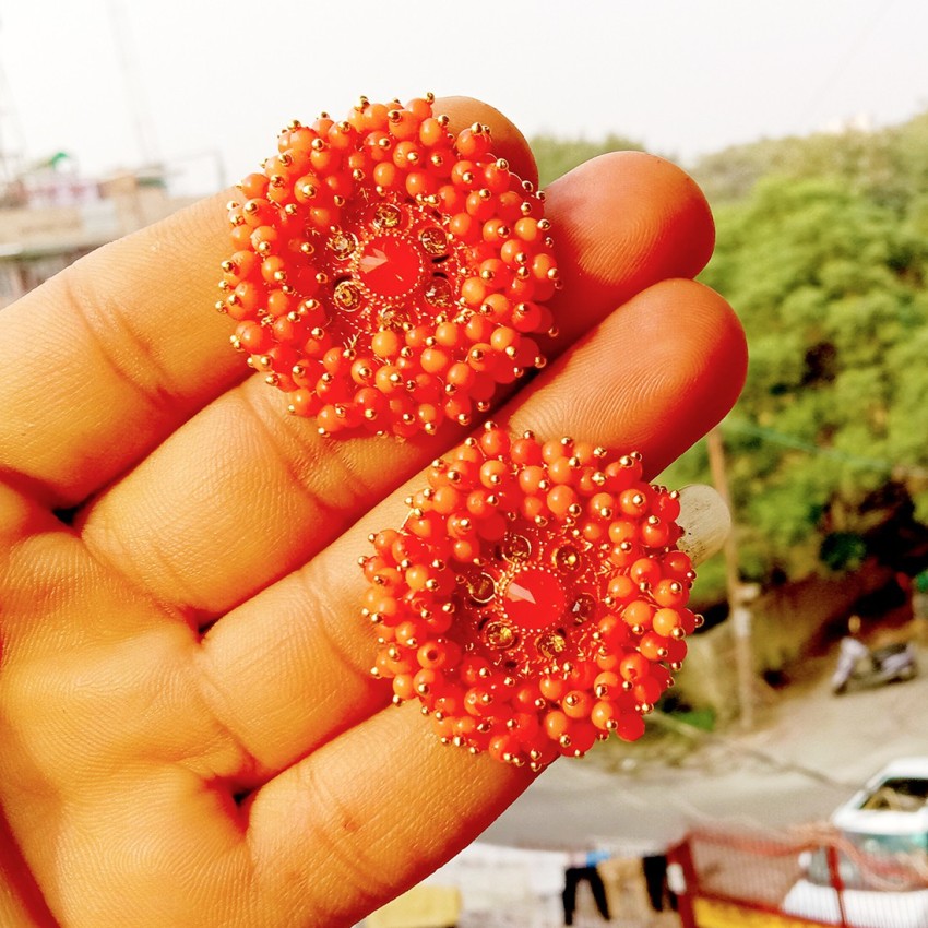 MATTE FINISH CZ PEACOCK BIG EARRINGS M76  Urshi Collections