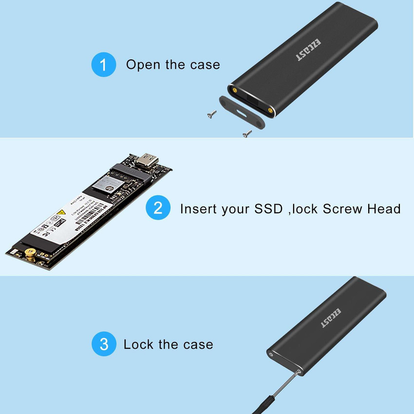External ssd drive enclosure top