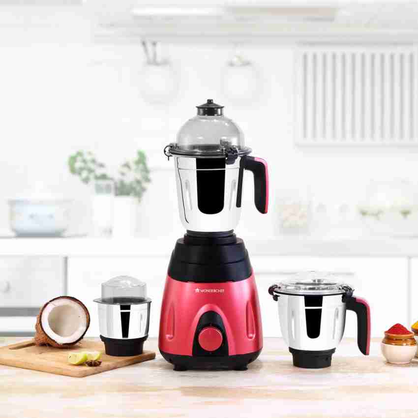 Vietri Mixer Grinder, 550W with 3 Anti-rust Stainless Steel Jars and B –  Wonderchef