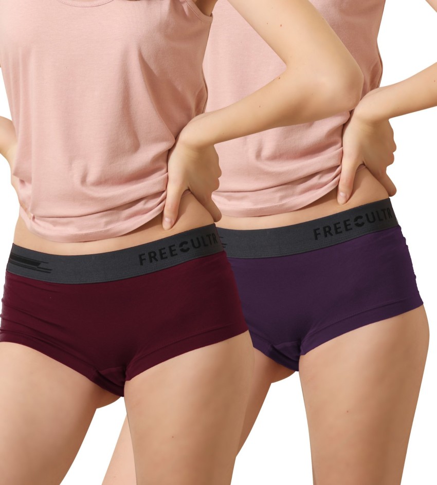 FREECULTR Antibacterial Micro Modal Boxer Brief for Women, Panty, Boxer  for Girls Women Hipster Maroon, Purple Panty - Buy FREECULTR Antibacterial Micro  Modal Boxer Brief for Women, Panty