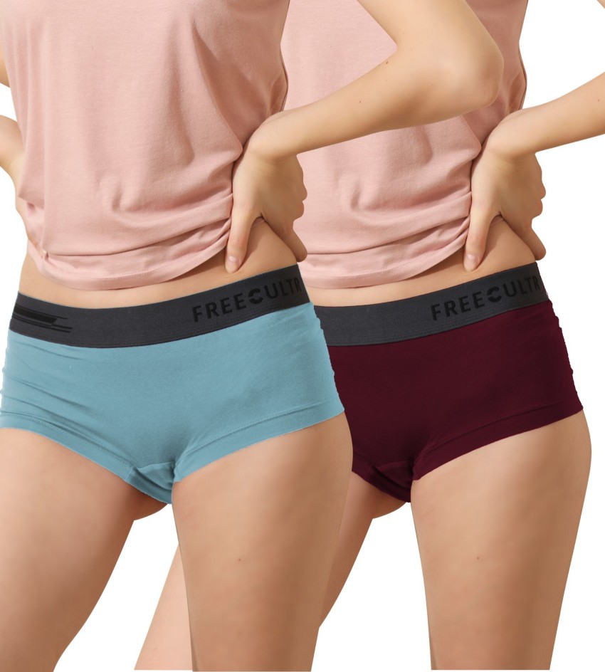 FREECULTR Antibacterial Micro Modal Boxer Brief for Women, Panty, Boxer  for Girls Women Hipster Light Green, Maroon Panty - Buy FREECULTR  Antibacterial Micro Modal Boxer Brief for Women, Panty