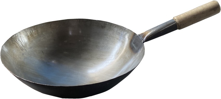 SAIFPRO Mild Steel MS Chinese Wok, for Home, Hotel (Size 14.5inch